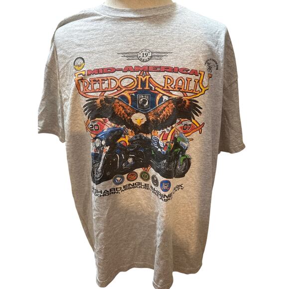 2007 MidAmerica Freedom Rally TShirt 2XL Eagle Motorcycles POW MIA Patriotic USA - Picture 1 of 5